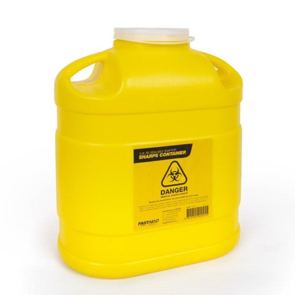 Sharps Container, Plastic, 5L, Yellow Safety Network